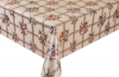 PVC embossed pattern tablecloth with fabric backing