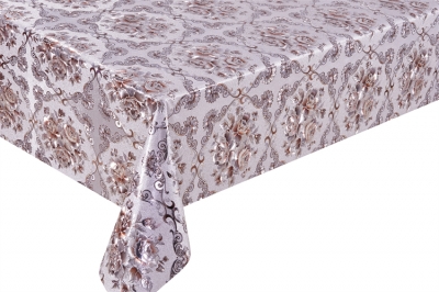 PVC embossed pattern tablecloth with fabric backing