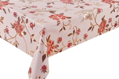 PVC embossed pattern tablecloth with Flannel Back