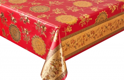 PVC embossed pattern tablecloth with fabric backing