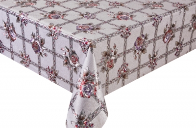 PVC embossed pattern tablecloth with fabric backing