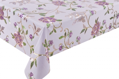 PVC embossed pattern tablecloth with Flannel Back