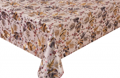 PVC embossed pattern tablecloth with fabric backing