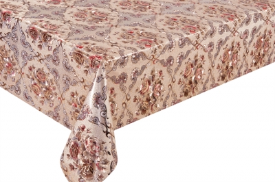 PVC embossed pattern tablecloth with fabric backing