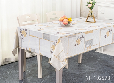 Vinyl tablecloth table over with fabric backing