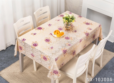 Vinyl tablecloth table over with fabric backing