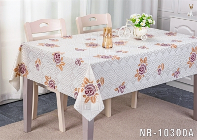 Vinyl tablecloth table over with fabric backing