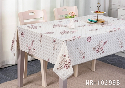 Vinyl tablecloth table over with fabric backing